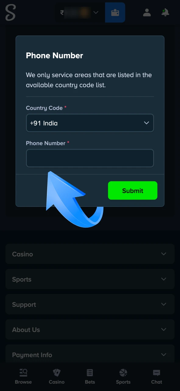 Confirm your phone number at Stake account settings.