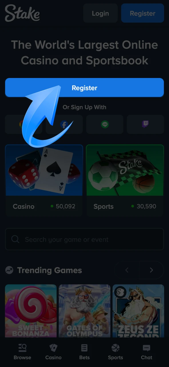 Launch Stake app on your device and start registration.