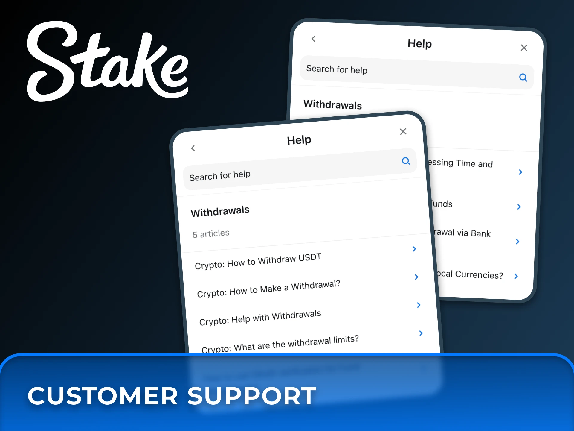 Stake support team is ready to assist you with withdrawal.