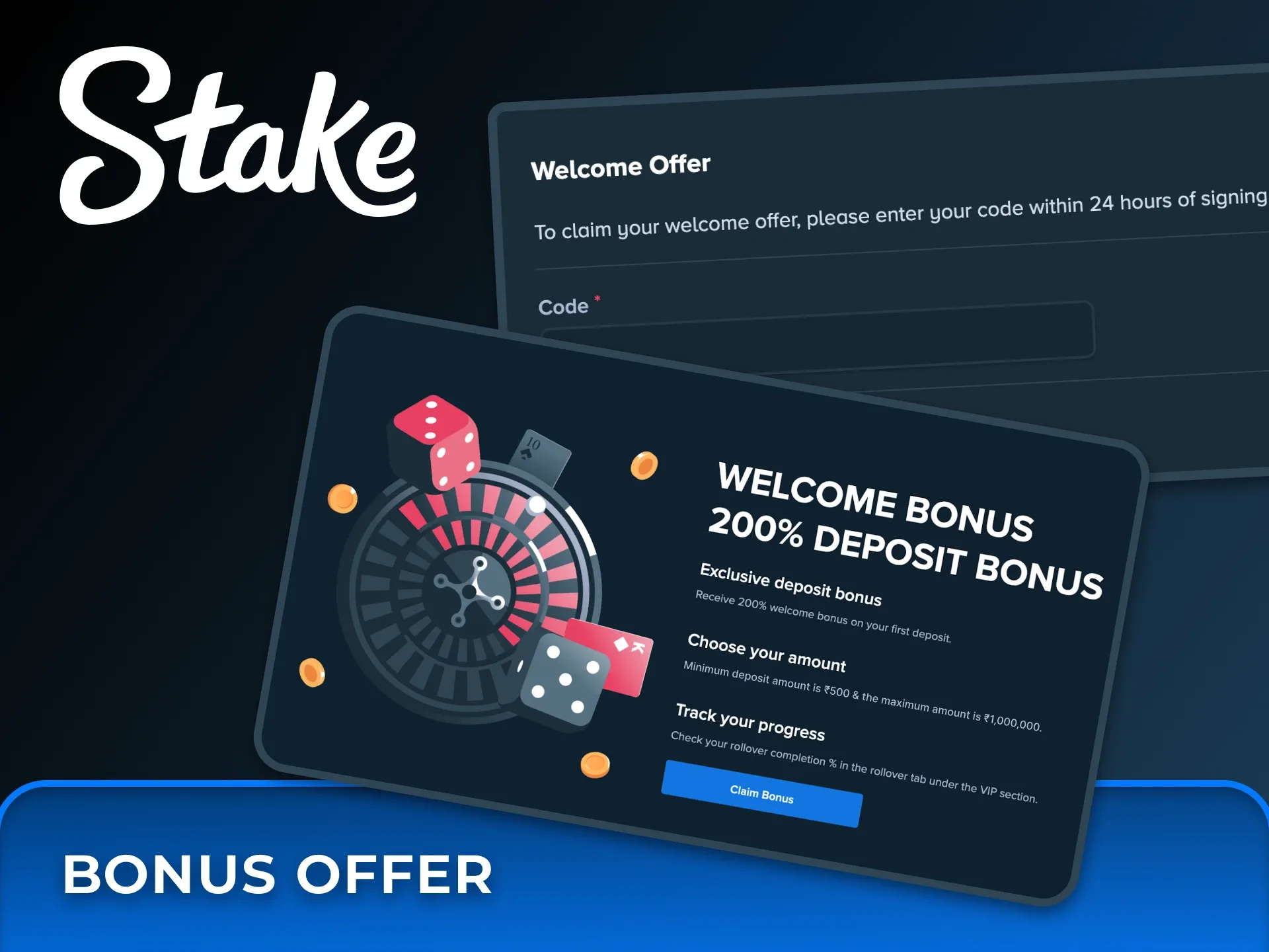 Get a generous welcome package for Aviator experience at Stake.